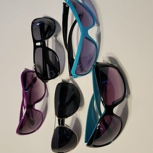 Mid 2000's Women's Sunglasses 5 Pair Collection - Purple, Blue, Black, Silver